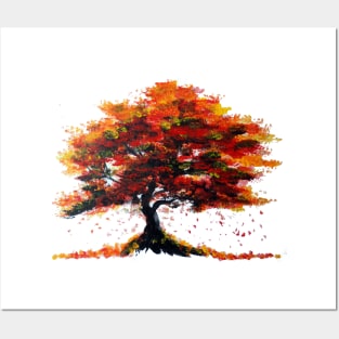 Red Autumn Tree Posters and Art